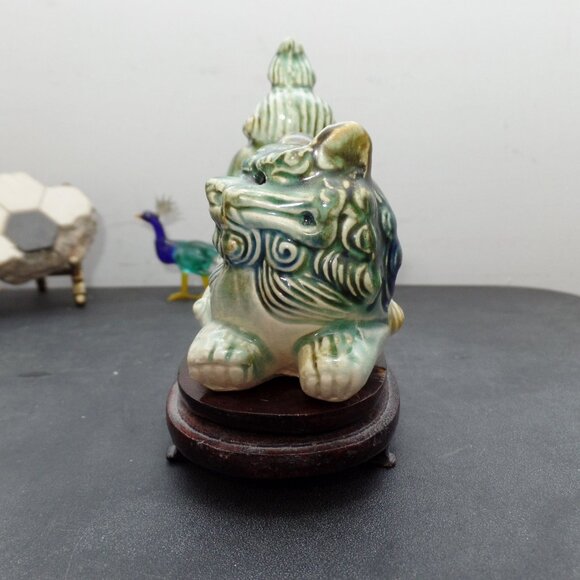 Vintage Chinese Porcelain Foo Dog Sculpture Figurine Shi Shishi Guardian Statue - Picture 7 of 13